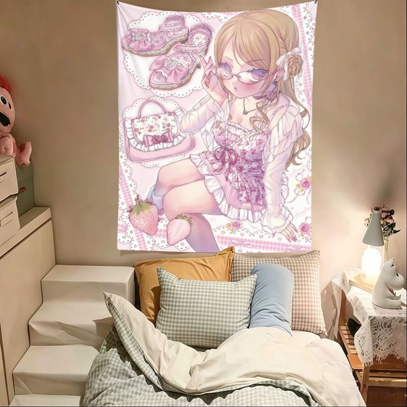 Anime Cosplay Girl Photo - VIKAMA Tappeto da parete rosa con
