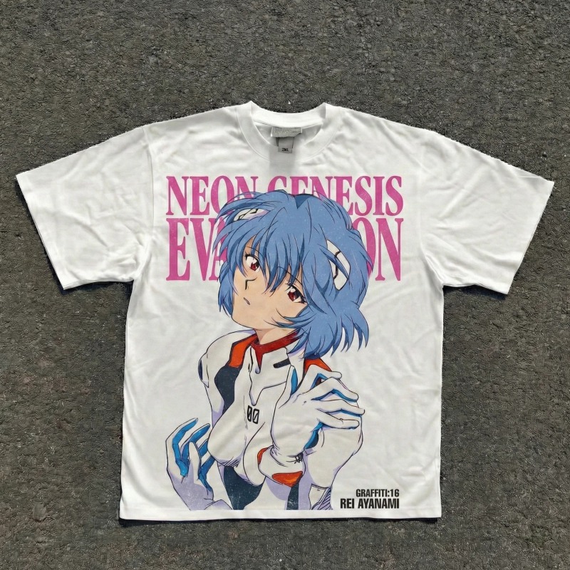 Anime Cosplay Title - T-shirt Oversize Bianca in Cotone con