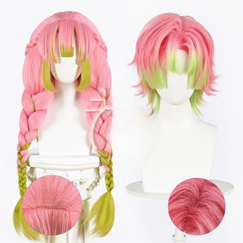 Cosplay Anime Pink Hair - Parrucca cosplay Kanroji Mitsuri Parrucca artificiale