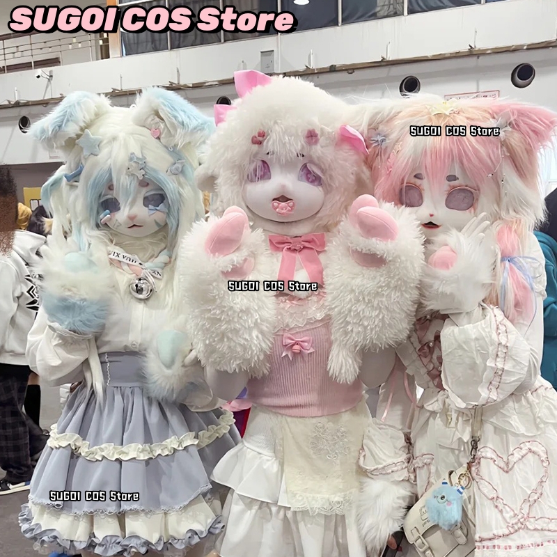 Anime Cosplay With Mask - aBcSCS*Fursuit Head Kigurumi Maschera Pelosa Carina